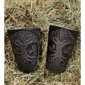 A Pair of Leather bracers Yggdrasil World Tree with Celtic design 